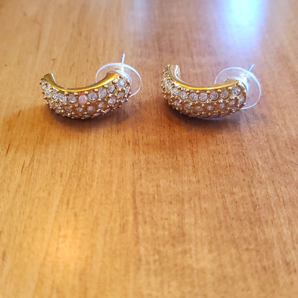 Gold filled with diamond like rhinestones earrings
